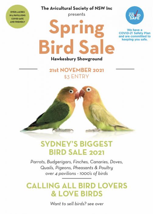 ASNSW Spring Bird Sale - Sunday, 21st November